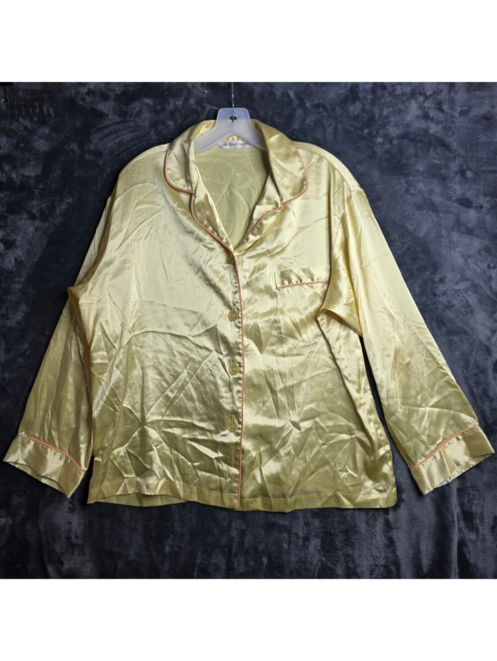 Vintage Victoria’s Secret Satin Pajama Button Up Top Sz Medium